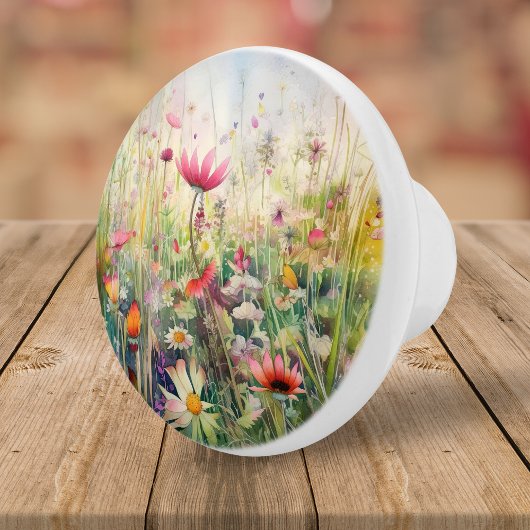 Elegante Floral Wildflower Waterverf Botanisch Keramische Knop