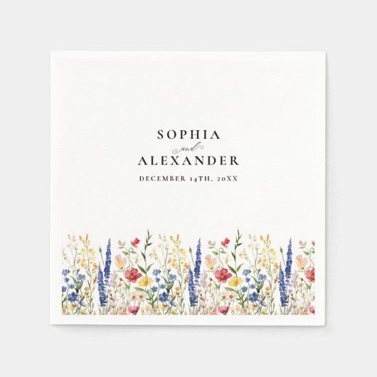 Elegante Floral Wildflowers Bloom Wedding Napkins Servet (Voorkant)