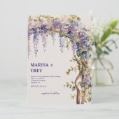 Elegante Floral Wisteria Canopy bruiloft Kaart (Staand voorkant)