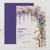 Elegante Floral Wisteria Canopy bruiloft Kaart (Voorkant / Achterkant)