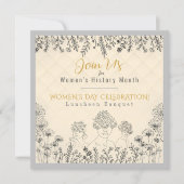 Elegante Floral Women's Day Geschiedenis Viering Kaart (Voorkant)