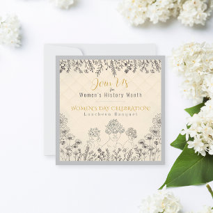 Elegante Floral Women's Day Geschiedenis Viering Kaart