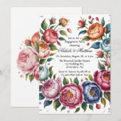 Elegante Floral Wreath Engagement Party Kaart (Voorkant / Achterkant)