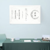 Elegante Floral Wreath Monogram Bruiloft Welkom Spandoek (Beurs)