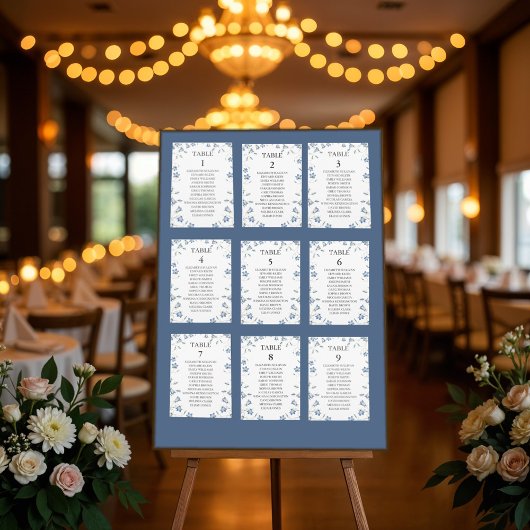 Elegante Floral Zitplan Kaarten met Gastennamen