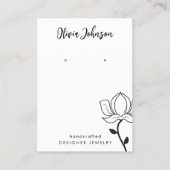 Elegante Floral Zwart Wit Sieraden Oorbel Display Visitekaartje (Voorkant)