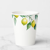 Elegante florale geel limoen wit blauw bruiloft papieren bekers (Achterkant)