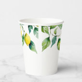 Elegante florale geel limoen wit blauw bruiloft papieren bekers (Rechts)