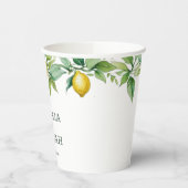 Elegante florale geel limoen wit blauw bruiloft papieren bekers (Links)