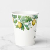 Elegante florale geel limoen wit blauw bruiloft papieren bekers (Rechts)