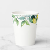 Elegante florale geel limoen wit blauw bruiloft papieren bekers (Achterkant)