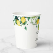 Elegante florale geel limoen wit blauw bruiloft papieren bekers (Rechts)