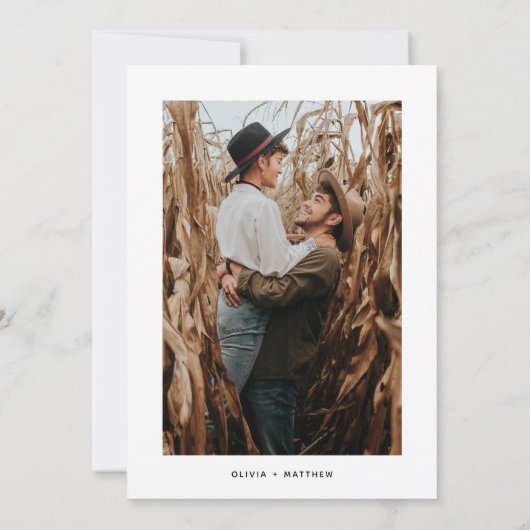 Elegante florale minimalistische bruiloft verlovin kaart (Achterkant)