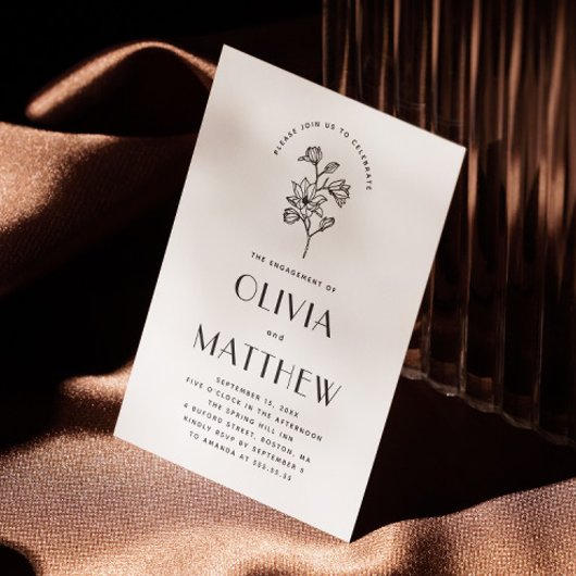 Elegante florale minimalistische bruiloft verlovin kaart