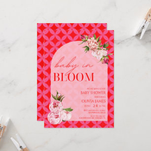 Elegante florale roze tegel baby in bloei baby sho kaart
