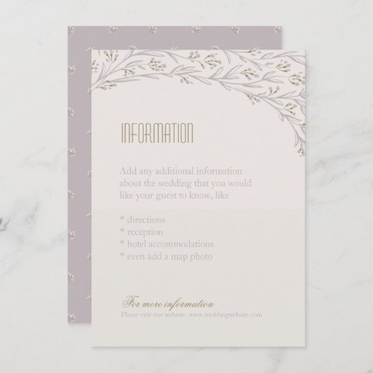 Elegante florale rustieke bruiloft informatie kaar informatiekaartje (Voorkant / Achterkant)