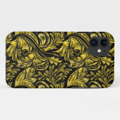 , elegante, florale, zwarte en goudvocht Case-Mate iPhone case (Achterkant (horizontaal))