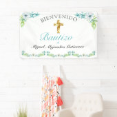 Elegante Flores Cruz Para Niño Bautizo Bienvenido Spandoek (Insitu)