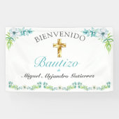Elegante Flores Cruz Para Niño Bautizo Bienvenido Spandoek (Horizontaal)