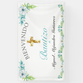 Elegante Flores Cruz Para Niño Bautizo Bienvenido Spandoek (Verticaal)