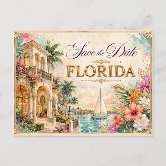 Elegante Florida Save the Date Trouw Uitnodiging (Voorkant)