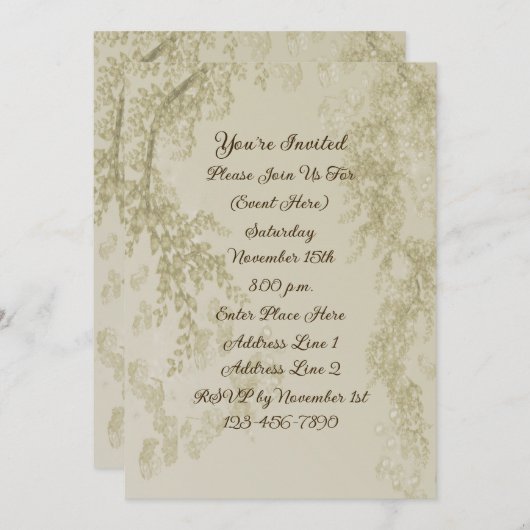 Elegante Flower Branches Design Party Kaart (Voorkant / Achterkant)