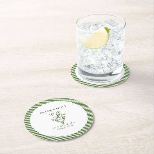 Elegante Flower Garden Party Classic Green Wedding Ronde Kartonnen Onderzetter (Insitu)