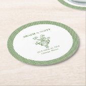 Elegante Flower Garden Party Classic Green Wedding Ronde Kartonnen Onderzetter (Gebogen)