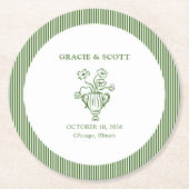 Elegante Flower Garden Party Classic Green Wedding Ronde Kartonnen Onderzetter (Voorkant)