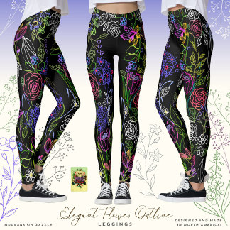 Elegante Flower Outline Leggings