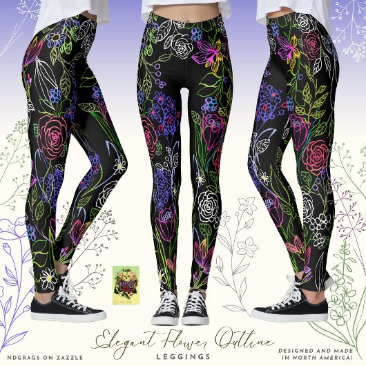Elegante Flower Outline Leggings