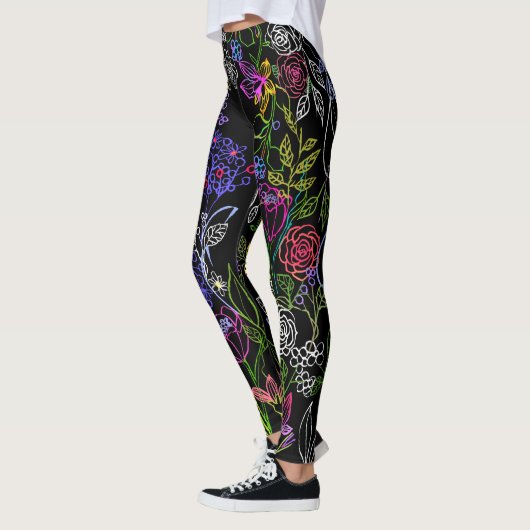 Elegante Flower Outline Leggings (Links)