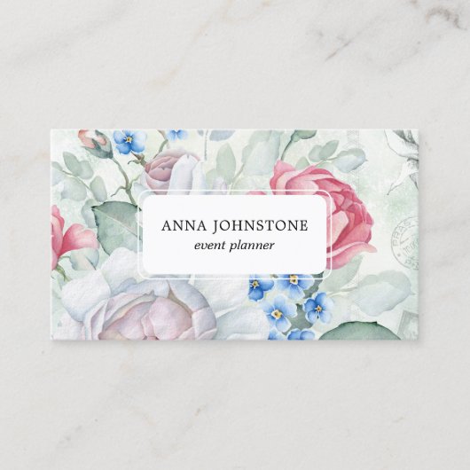 Elegante Flower QR-code | benoeming Visitekaartje (Voorkant)