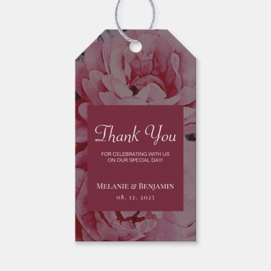Elegante Flower Wedding Bedankt Gift Label Cadeaulabel (Voorkant)