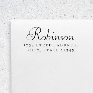 Elegante Flowy Script Huwelijks Retouradres Zelfinktende Stempel