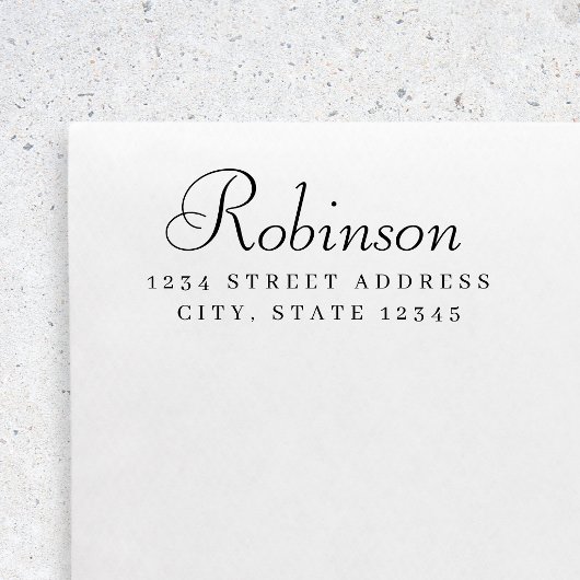 Elegante Flowy Script Huwelijks Retouradres Zelfinktende Stempel