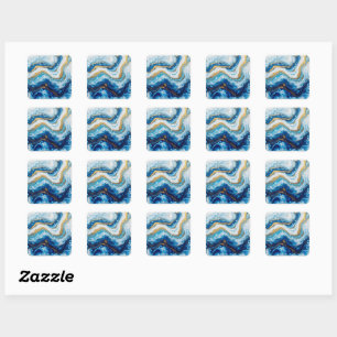 Elegante Fluid Art Decoratieve Koffie Mokken Abstr Vierkante Sticker