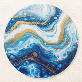 Elegante Fluid Art Decoratieve Tegels – Abstract b Ronde Kartonnen Onderzetter