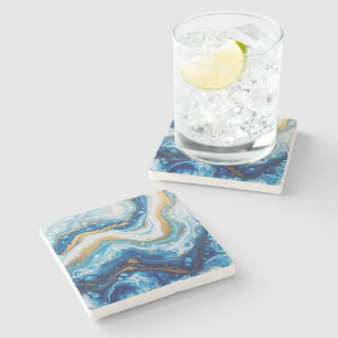 Elegante Fluid Art Decoratieve Tegels – Abstract b Stenen Onderzetter