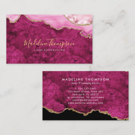 Elegante Fluwelen Magenta Roze Marmer Agaat Geode Visitekaartje