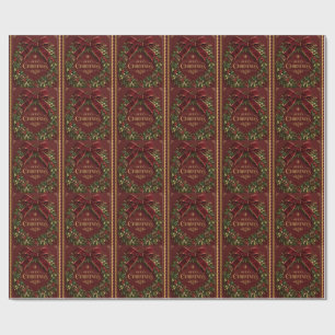Elegante Fluwelen Strik Kerst, Luxe Botanisch Cadeaupapier