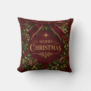 Elegante Fluwelen Strik Kerst, Luxe Botanisch Kussen
