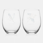 Elegante Flying Blue Herons Naam Wijnglas Zonder Voet (Achterkant)