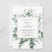 Elegante Foilage Greenery & Roos Gold Lijst bruilo Kaart (Voorkant)