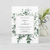 Elegante Foilage Greenery & Roos Gold Lijst bruilo Kaart (Staand voorkant)