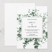 Elegante Foilage Greenery & Roos Gold Lijst bruilo Kaart (Voorkant / Achterkant)