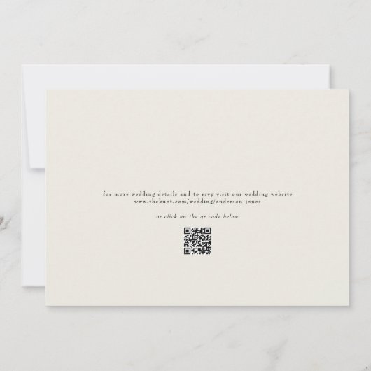 Elegante Foliage Cream QR Code Horizontale Bruilof Kaart (Achterkant)