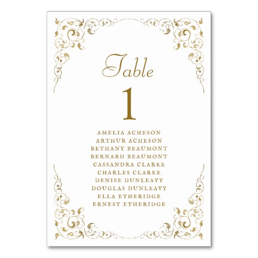 Elegante  Foliage Goud Wit Huwelijk Kaart (Voorkant)