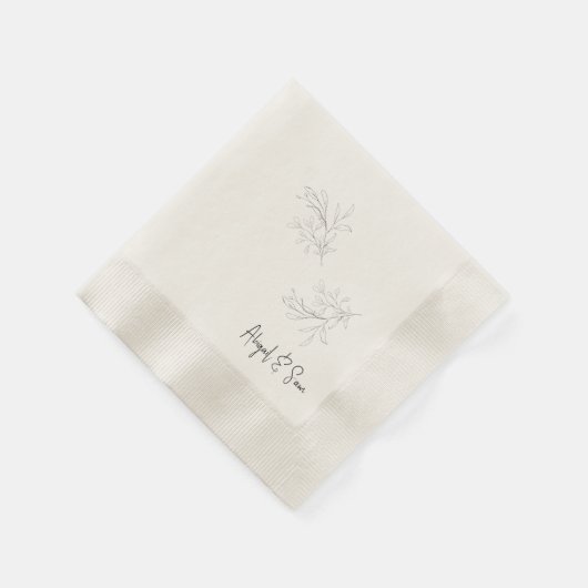 Elegante Foliage Script Cream Wedding Servet (Hoek)