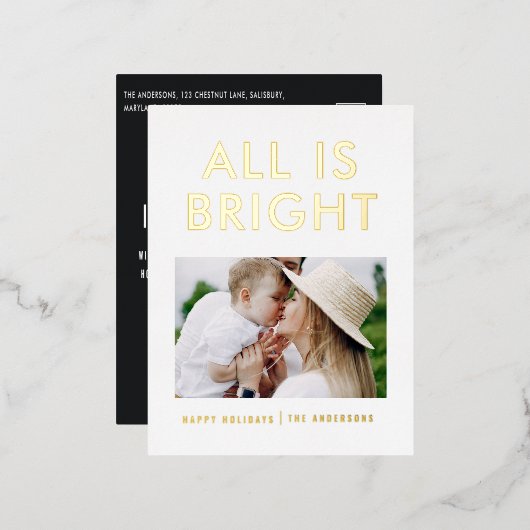 elegante folie 1 foto modern folie vakantie briefk folie feestdagen briefkaart (Voorkant / Achterkant)